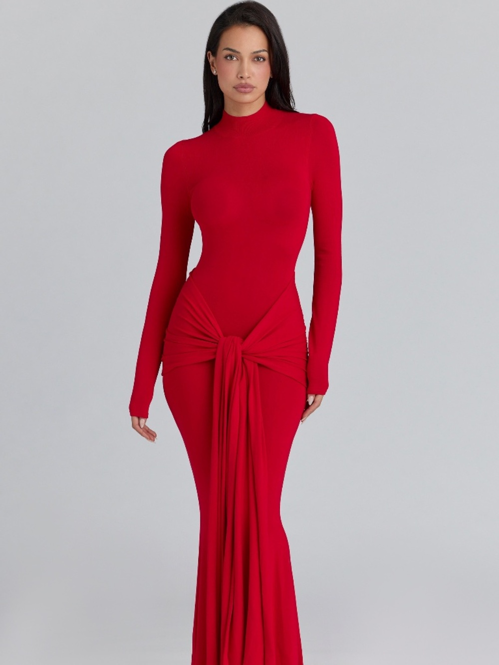 House of CB Imogen Scarlet Red Hip Drape Maxi Dress  - Small